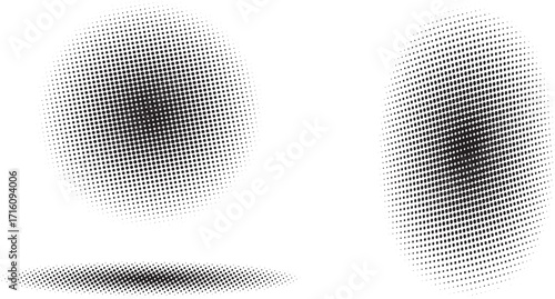 Halftone Sphere and Ellipsoid Dot Pattern with 3D Illusion Effect