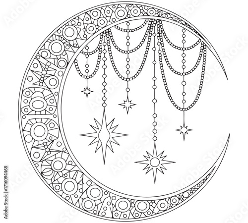 Moon coloring pages for adults and kids 