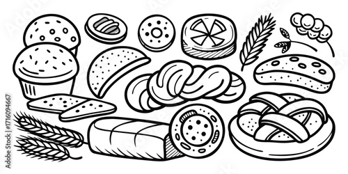 Variety of baked goods and dough products freshly baked for your kitchen needs