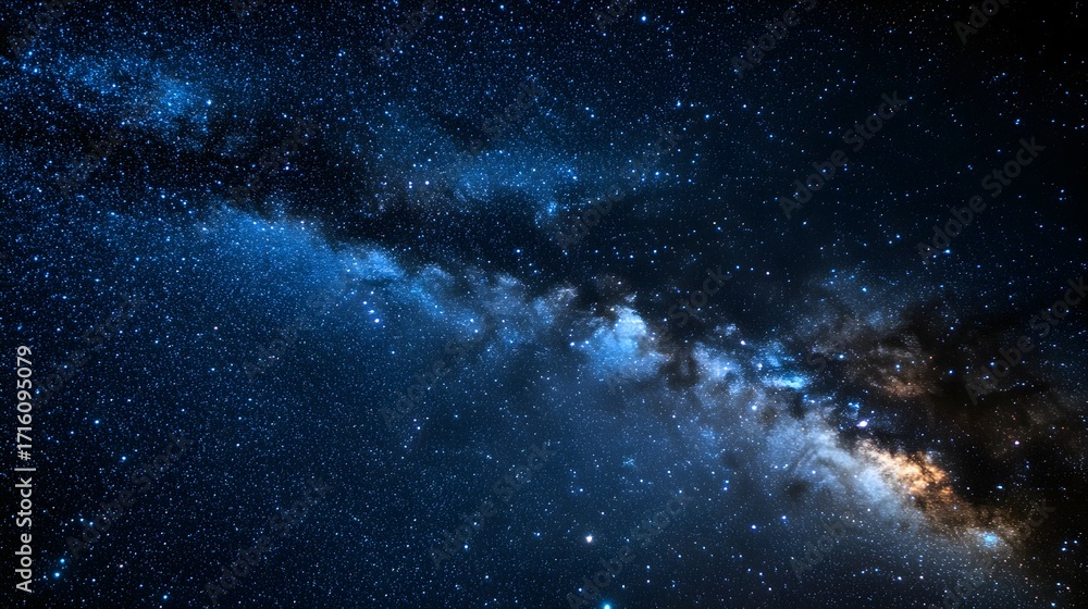 Fototapeta premium Dark Blue Night Sky Milky Way Galaxy Stars Cosmic Background