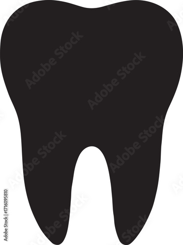 Silhouette tooth glyph icon for dental, oral care, health, dentistry, and hygiene design.