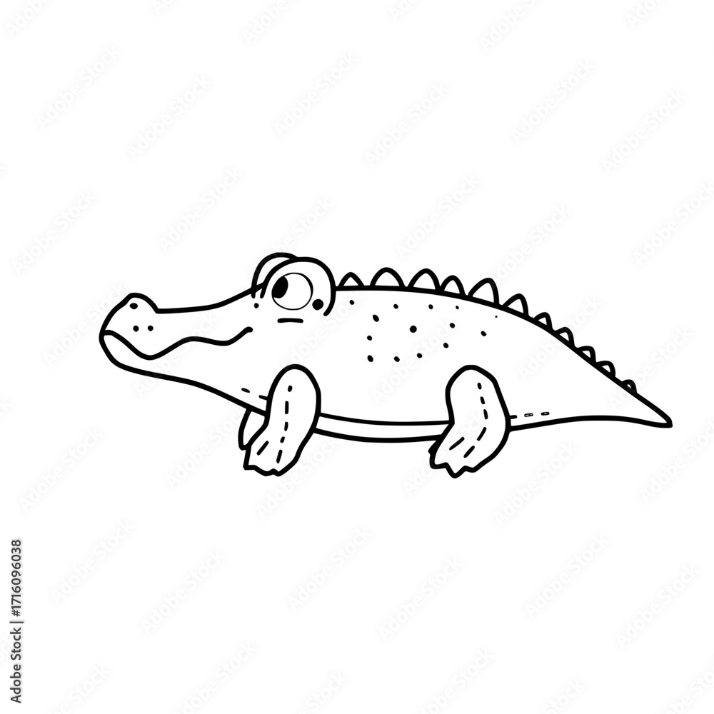 Obraz premium Crocodile cartoon animal outline illustration drawing