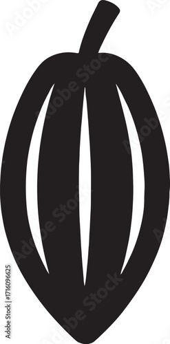 Silhouette cocoa pod icon for chocolate, dessert, food, sweet, and culinary design use.