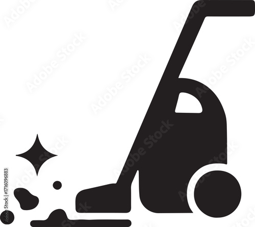 Silhouette floor cleaning vacuum icon for household, appliance, cleaning, and tool use.
