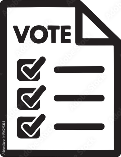 Silhouette of a voting list document icon for election, ballot, democracy, and decision.