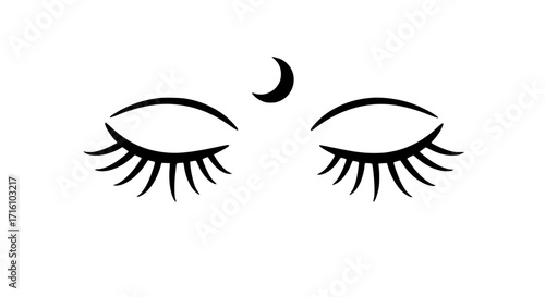 Closed eyes with crescent on forehead 