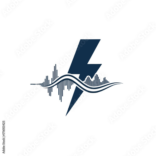 Abstract representation of sound waves and lightning bolt symbolizing energy and audio dynamics