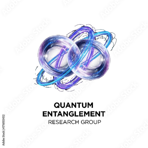 Abstract representation of quantum entanglement with swirling energy, emphasizing scientific research