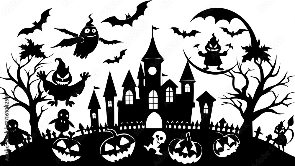 Fototapeta premium Halloween Themed Food Platter Mockup Spooky