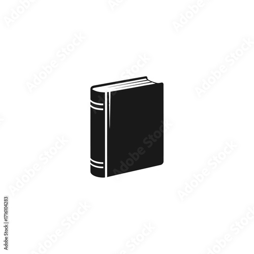 Black book with a slightly worn edge, resting on a clean white surface, ideal for educational themes