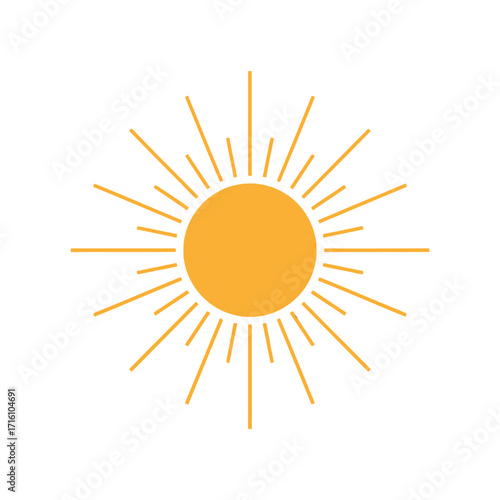 Bright yellow sun icon radiating light, symbolizing warmth and positivity in a minimalist design