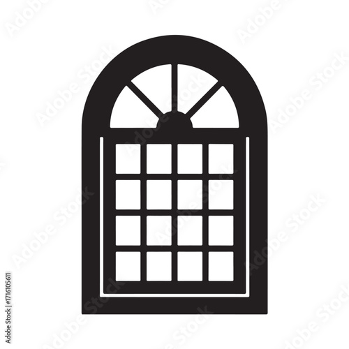 Black and white arched window silhouette