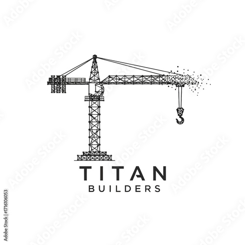 Construction crane silhouette with a dust effect, symbolizing building and development in urban settings