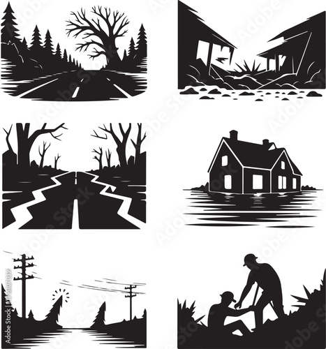 Disaster scenes impact nature, homes, and rescue efforts