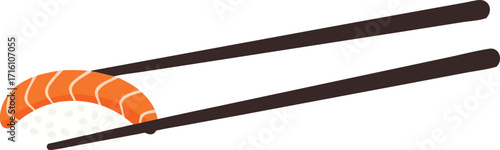 Salmon Nigiri Sushi with Dark Chopsticks