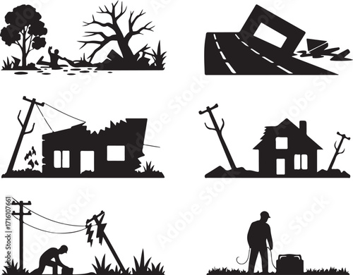 Disaster strikes homes, roads, and power lines