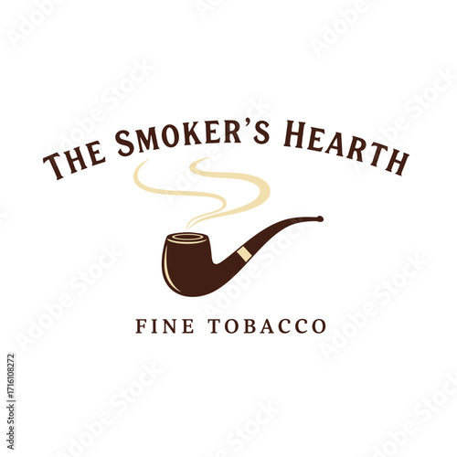 Elegant logo design featuring a classic smoking pipe with swirling smoke, representing fine tobacco