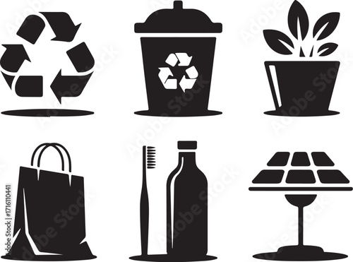 Eco friendly icons for sustainable living