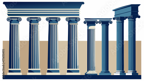 Illustration of ancient greek or roman columns, showcasing architectural design and historical significance