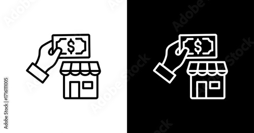 Franchise Fee White Icon Set Design