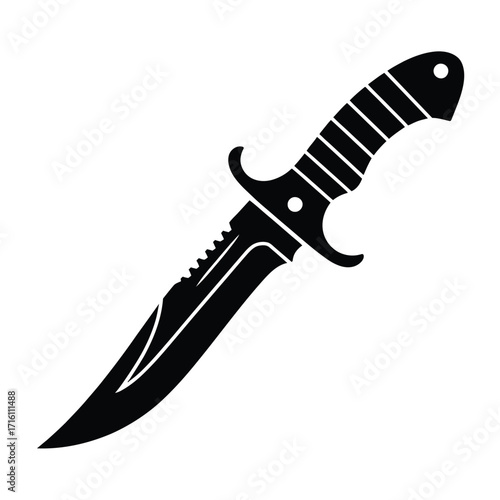 Silhouette vector illustration of a serrated combat knife forged with power and precision silhouette vector illustration white background