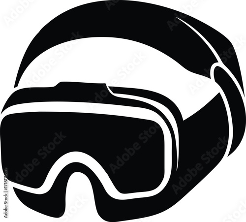 Modern virtual reality headset device with straps for immersive digital entertainment vector