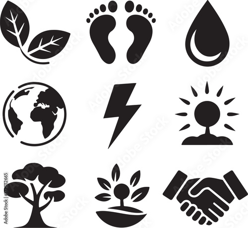 Eco friendly icons for sustainability and growth