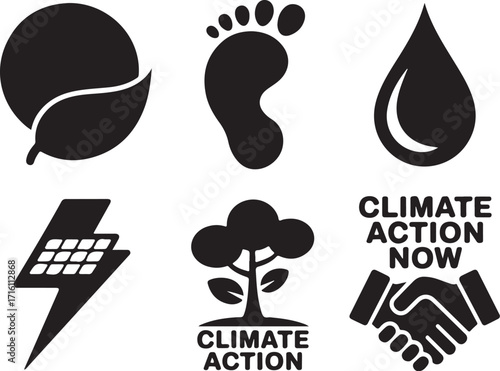 Climate action icons for a greener future now