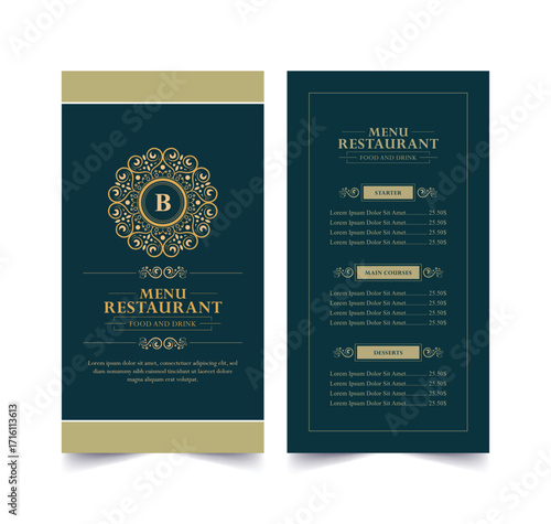 Elegant Decorative Restaurant Menu Design Template with Ornamental Elements