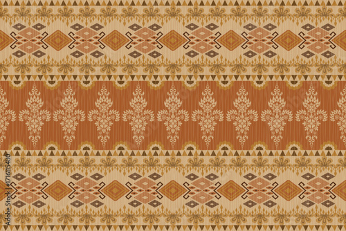 Seamless Ikat ethnic patterns, perfect for textile, fashion design, fabric printing, and home decor. Inspired by traditional with modern color Ideal for background