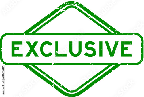 Grunge green exclusive word rubber seal stamp on white background