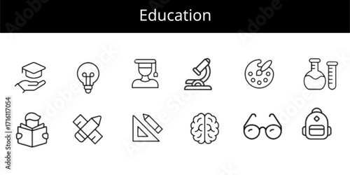 Education outline icon set. 