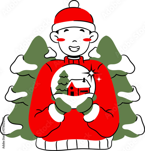 Illustration of Person Holding Snow Globe