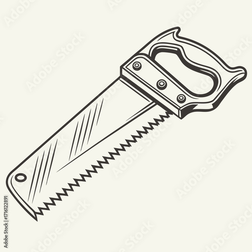 Classic hand saw tool ready for DIY projects and woodworking tasks, essential for any craftsman's toolkit