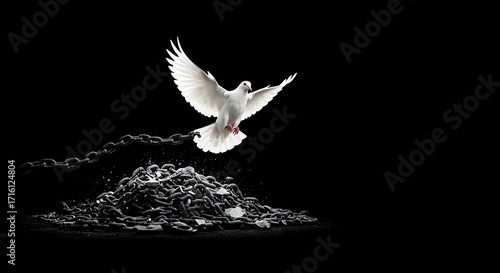 Dove Breaking Chains Symbol of Freedom and Hope Concept Image