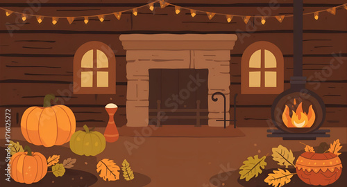 halloween pumpkin and house
