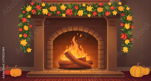 fireplace with burning candles