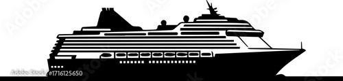 Modern cruise ship sailing towards the horizon, perfect for travel and vacation advertisements