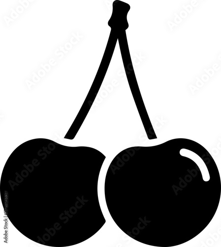 Sweet cherries vector icon for summer designs, dessert menus, and healthy food promotions