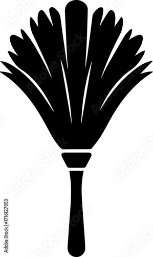 Bold minimalist feather duster icon for cleaning services, housework, and vintage illustration projects