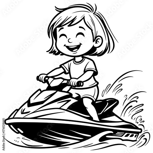 Happy girl on jet ski