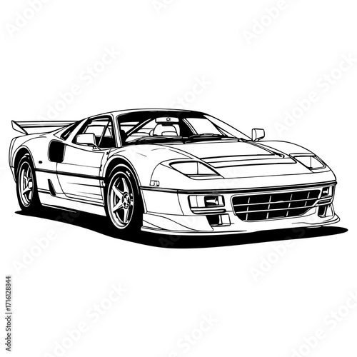Racing Sports Car Outline Art