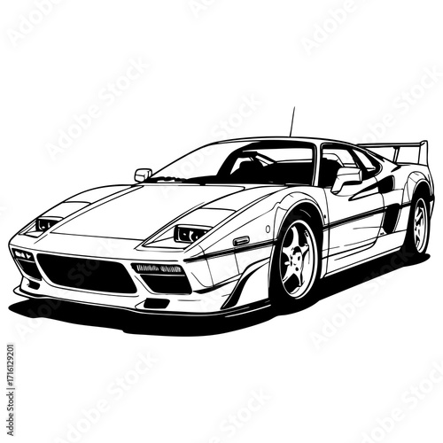 Racing sports car drawing