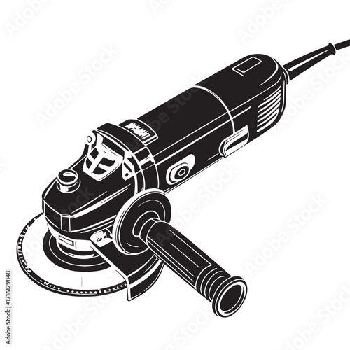 Black angle grinder Silhouette Vector, High Quality Illustration on White Background