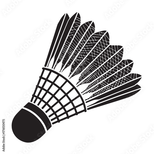 Black badminton Silhouette Vector, High Quality Illustration on White Background
