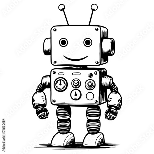 Cute Cartoon Robot Illustration