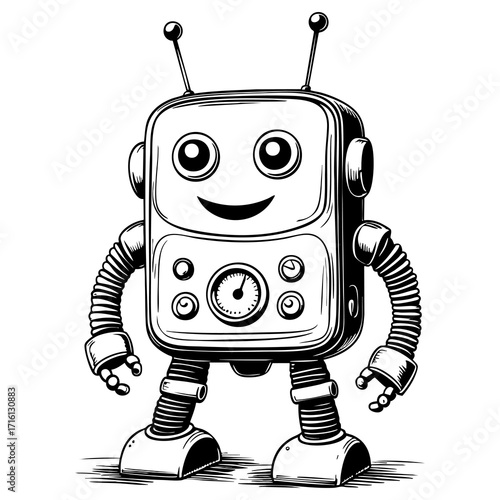 Happy cartoon robot