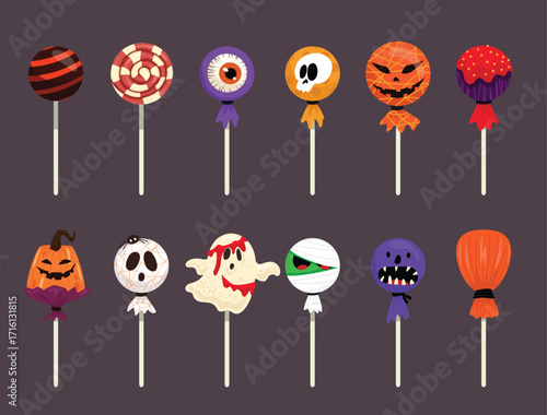 Halloween sweets and candy. illustrations and vectors.