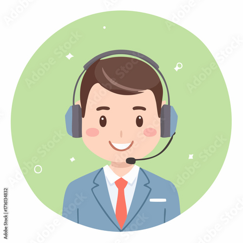 Cartoon illustration of a customer service representative with a headset.
