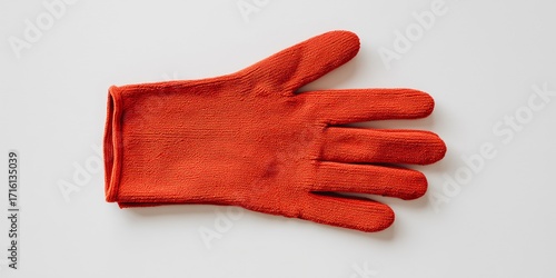 red and orange kitchen glove on a clean, white background